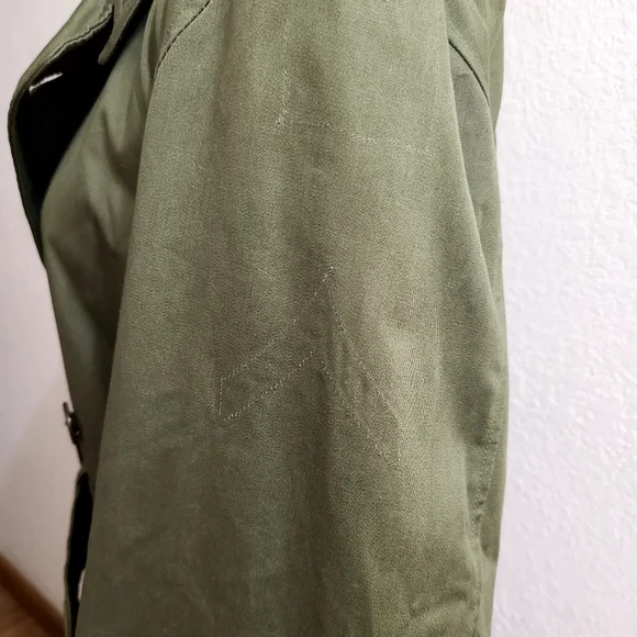 Vtg US Military Overcoat/Trench Coat Double Breasted Size Short S Olive Green - Picture 5 of 14